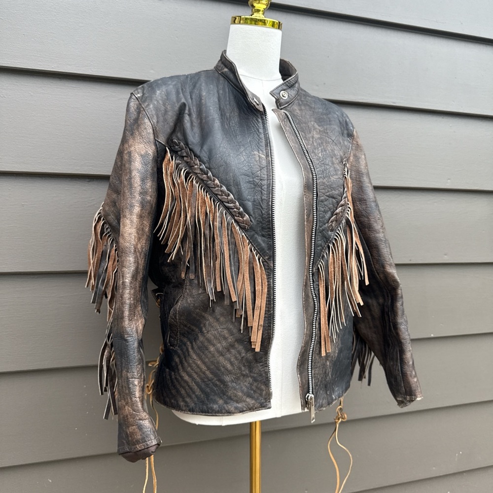 SOLD Vintage Genuine Leather Fringe Jacket